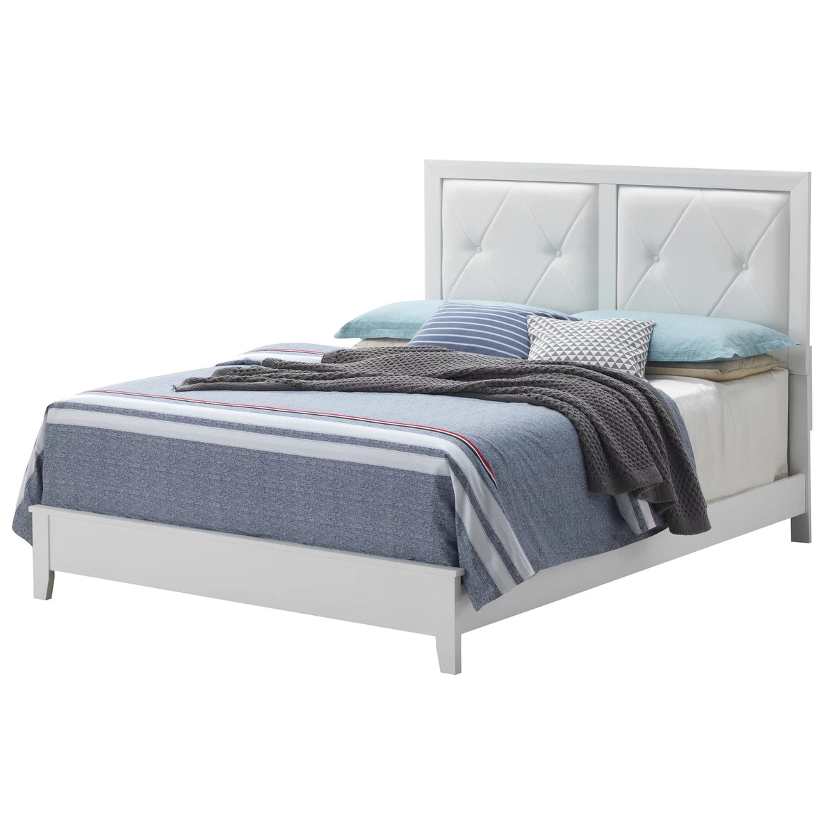 Queen Panel Bed in White I434255
