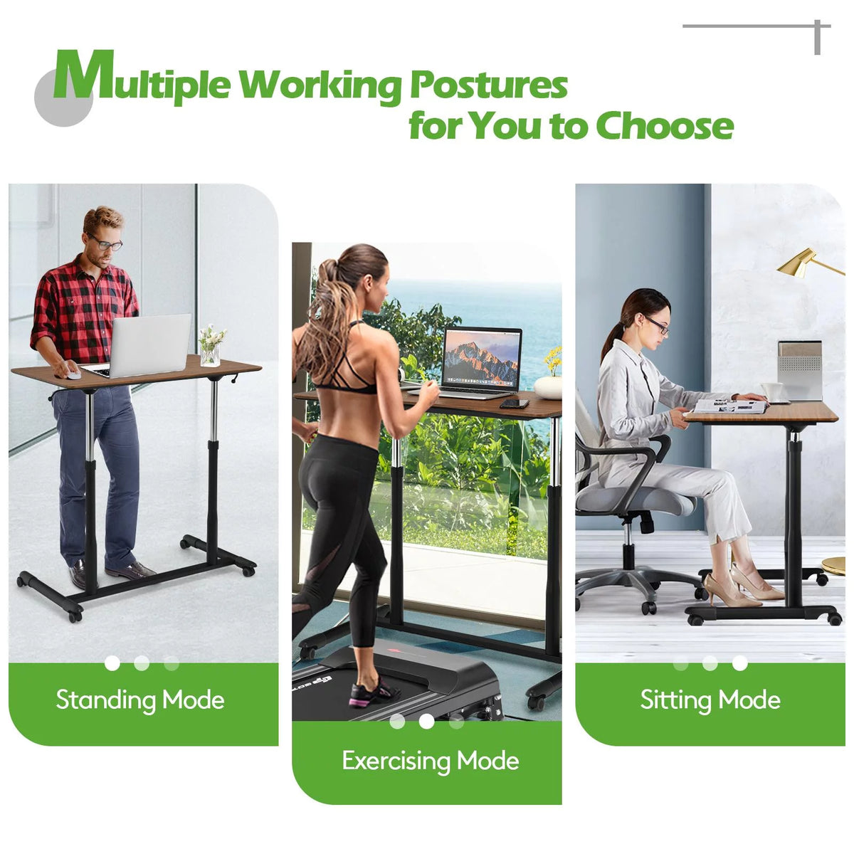 Height Adjustable Standing Desk with Lockable Casters O42082