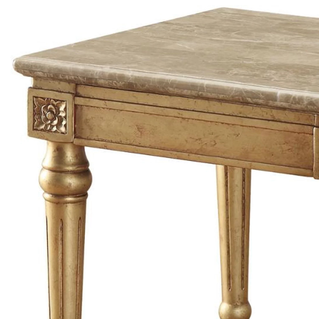Marble Top End Table with Wooden Turned Legs Z186221