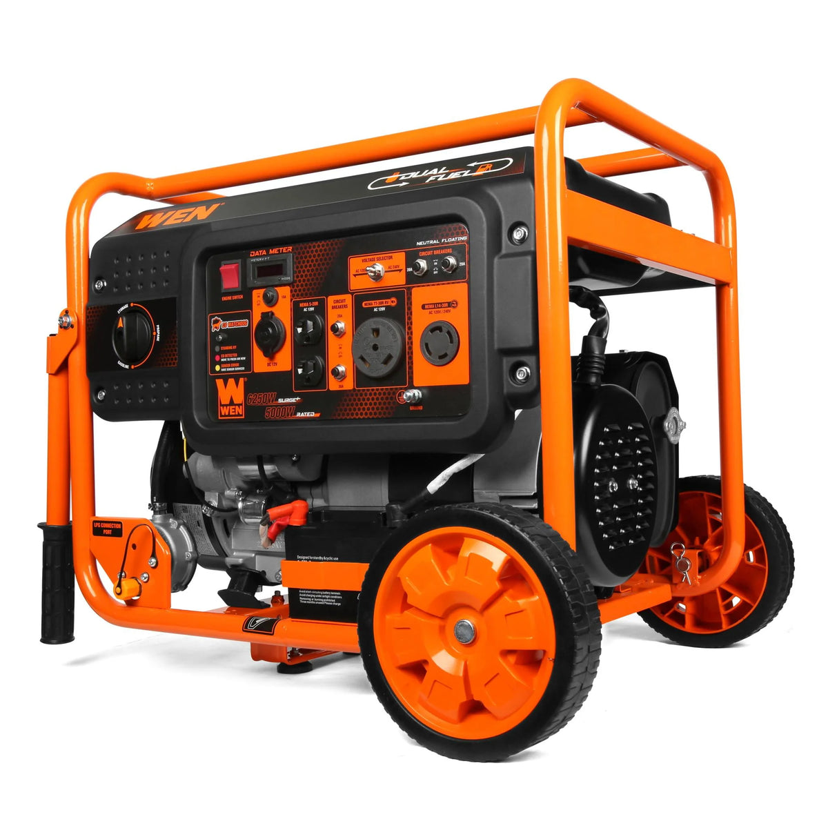 6250-Watt Dual Fuel Electric Start Portable Generator with Wheel Kit M90068