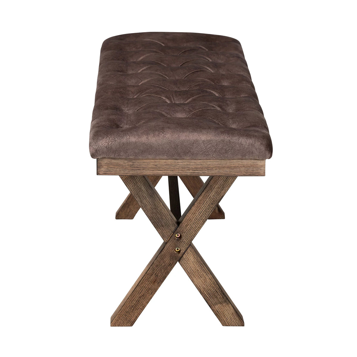Chocolate Velvet Fabric and Dark Brown Finished Wood Bench Y617018