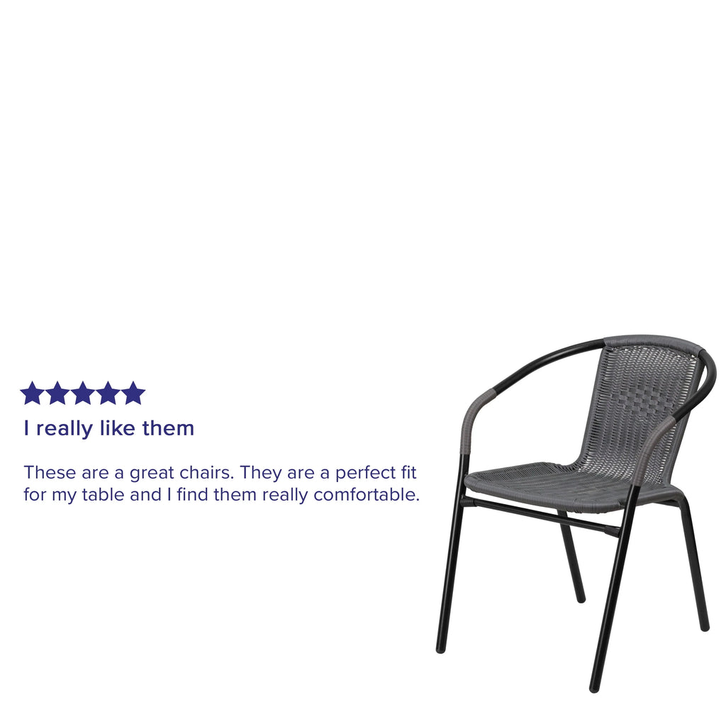 2 Pack Gray Rattan Stack Chair S9885