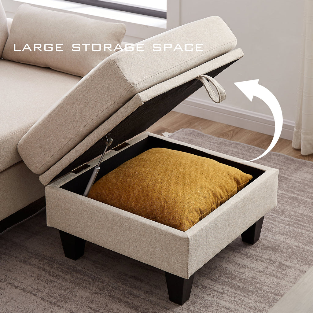 Modern Sectional Sofa with Reversible Chaise L Shaped 4-Seat Convertible Sofa P65308