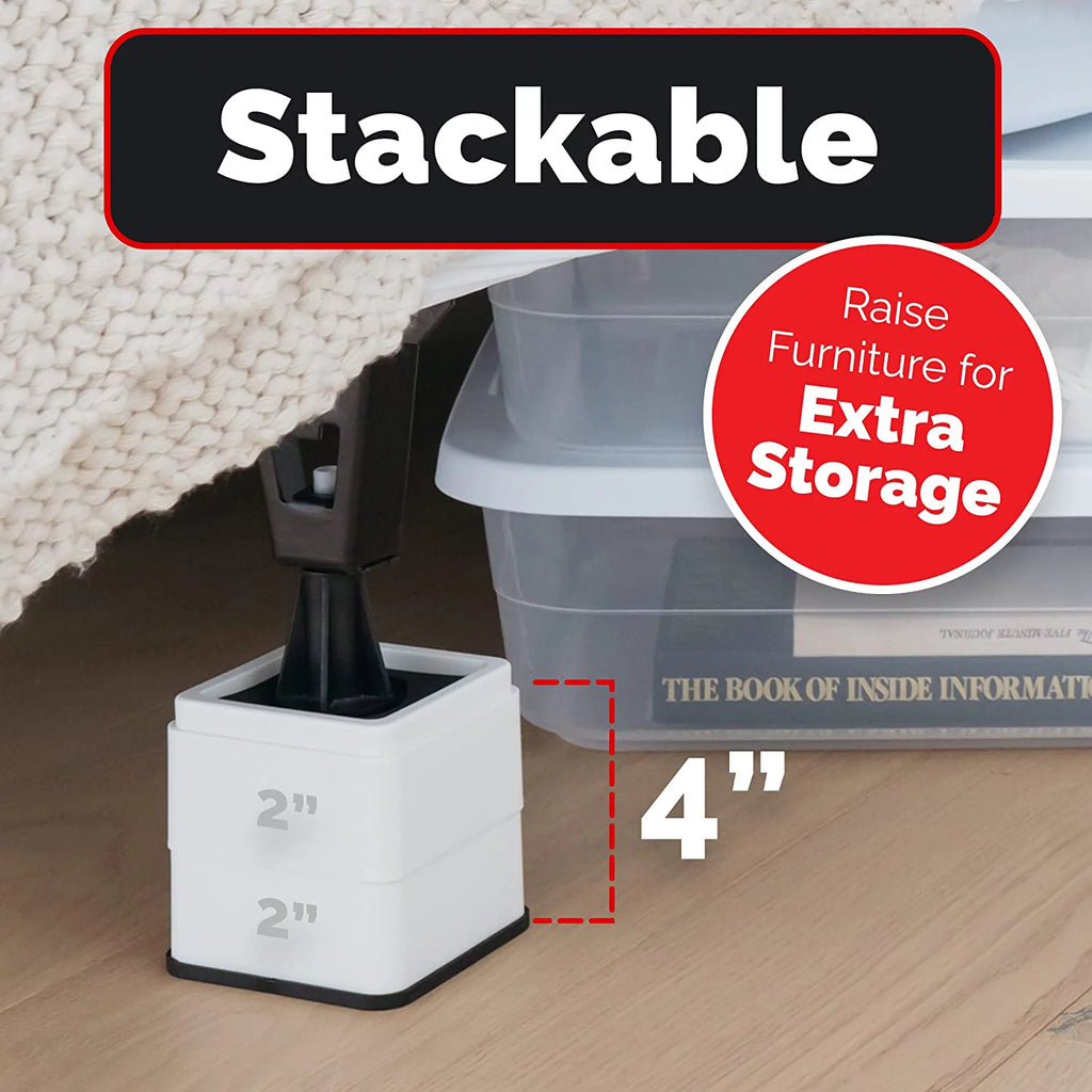 White Square Stackable Bed and Furniture Risers M804793