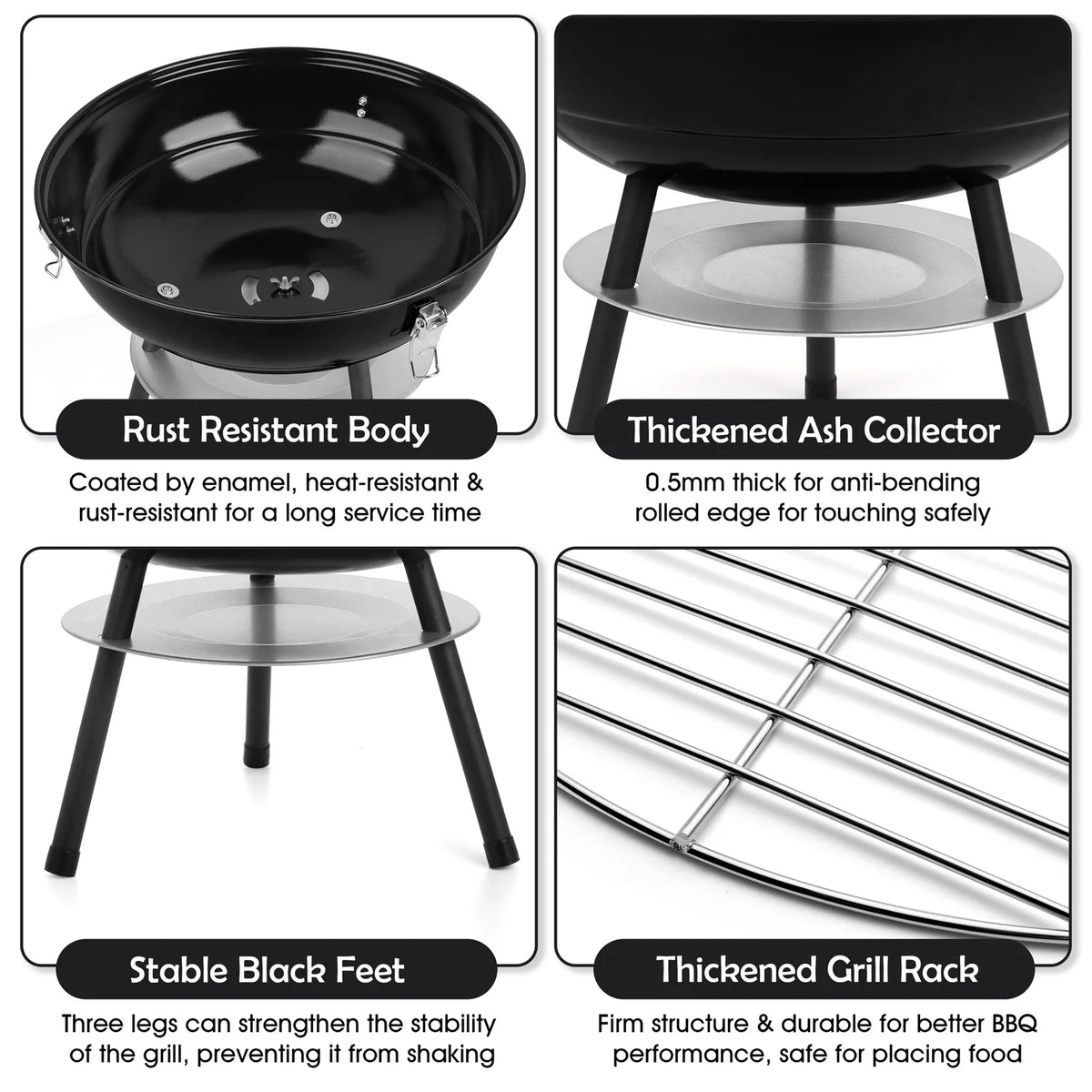 14 inch Portable Charcoal Grill with Black Lid T4655