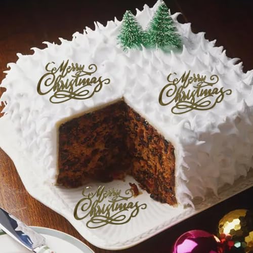 Gold Acrylic Mirror Christmas Cake Toppers 10Pcs X64170