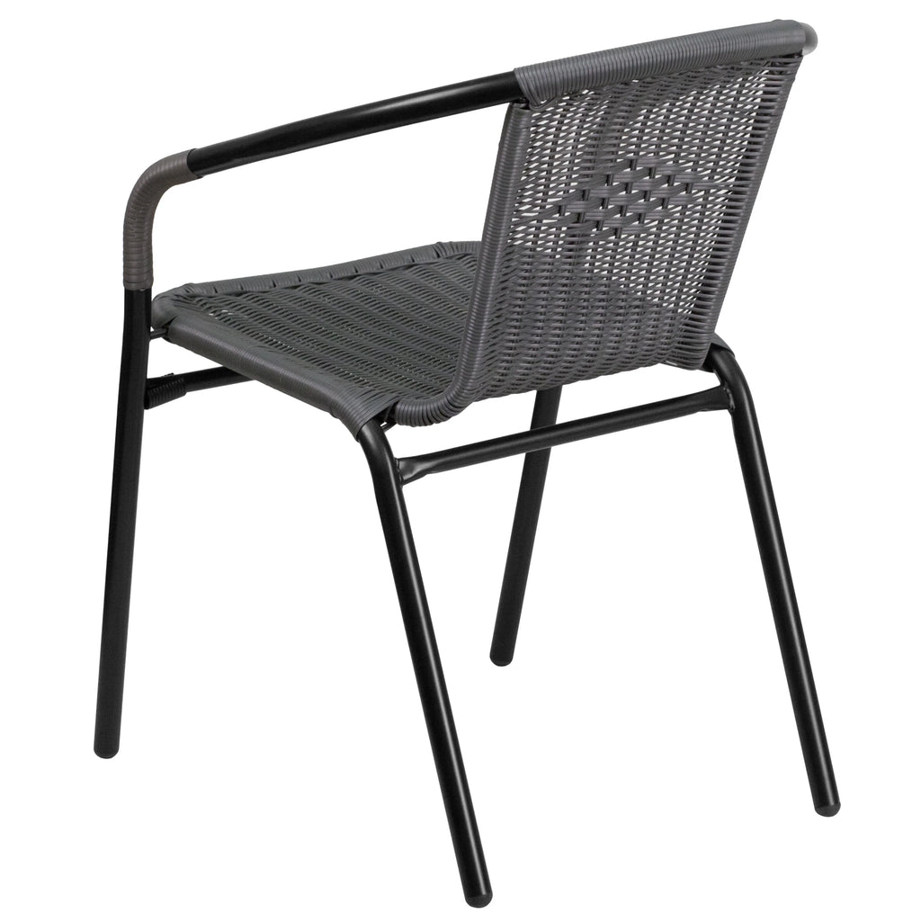 2 Pack Gray Rattan Stack Chair S9885