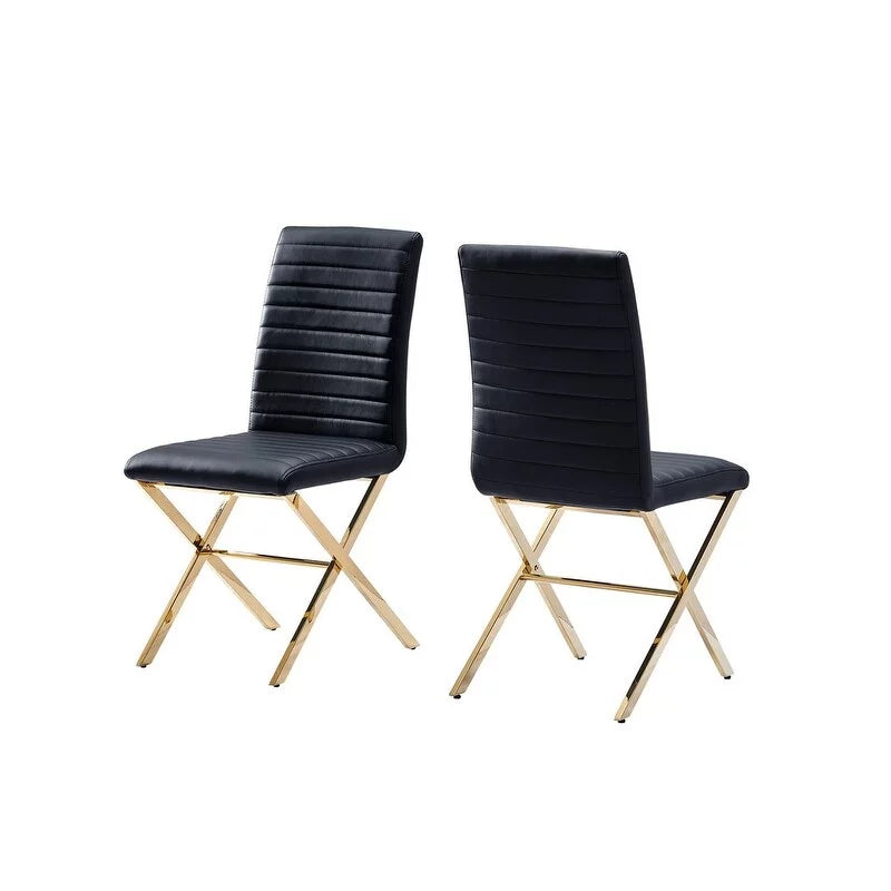 Black Faux Leather Dining Chair Set of 2 B2689