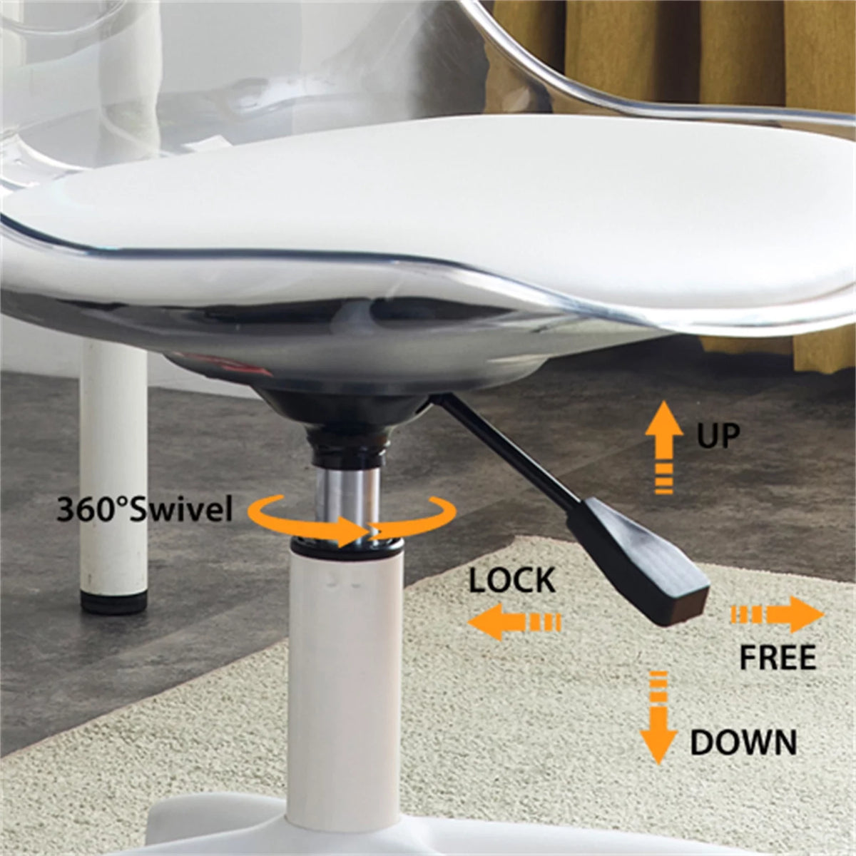Adjustable 360 °Swivel Armless Computer Chair with Wheels E3953