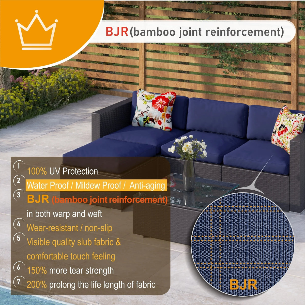 9-Piece Rattan Wicker Cushioned Patio Sectional Sofa Set J362159
