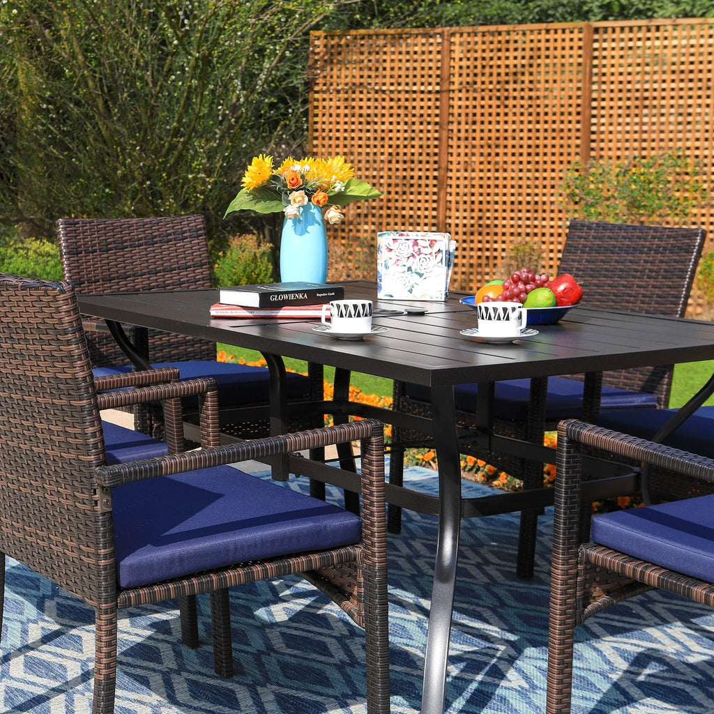 8-Piece Outdoor Patio Set with 13 ft Navy Umbrella I6767