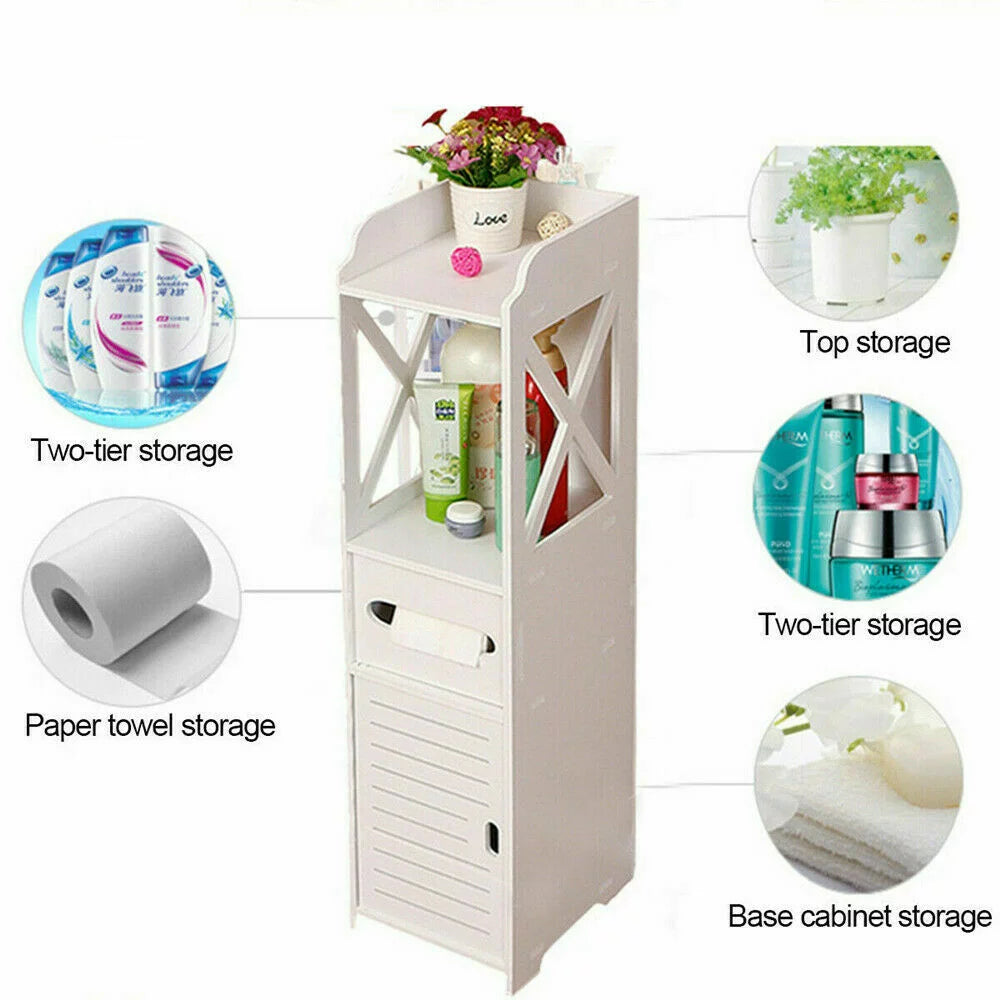 Wooden Bathroom Storage Cabinet with Shelves and Drawer Z482285