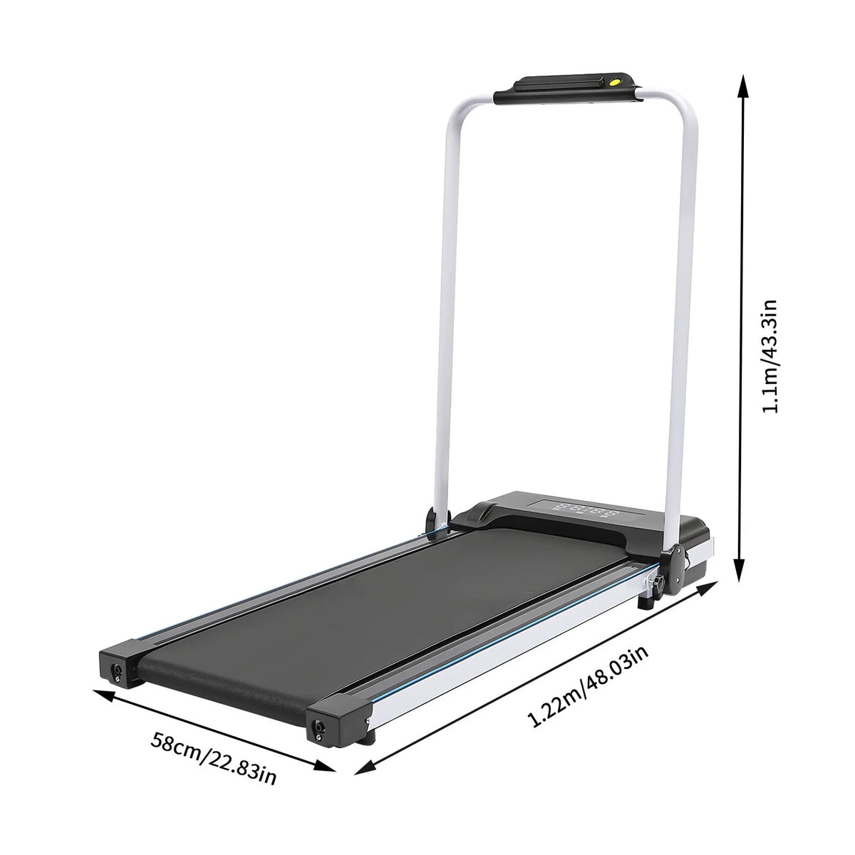 Folding Treadmill, 500W 2.0HP Under Desk Electric Treadmill with Remote & Handrail, Black J1804