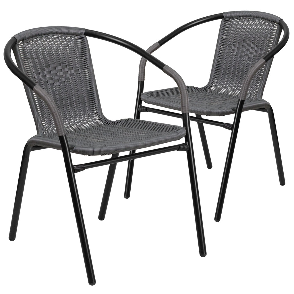 2 Pack Gray Rattan Stack Chair S9885