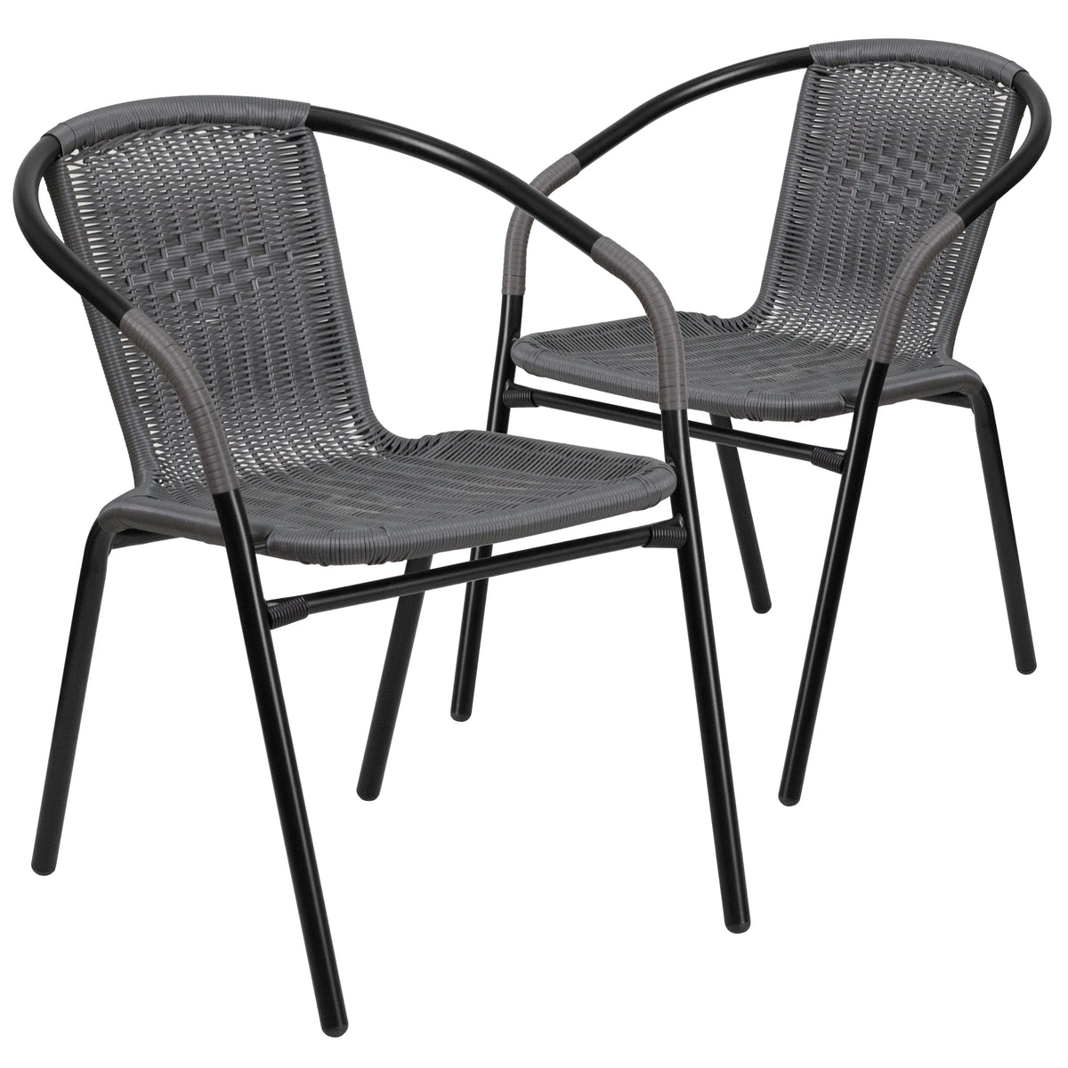 2 Pack Gray Rattan Stack Chair S9885