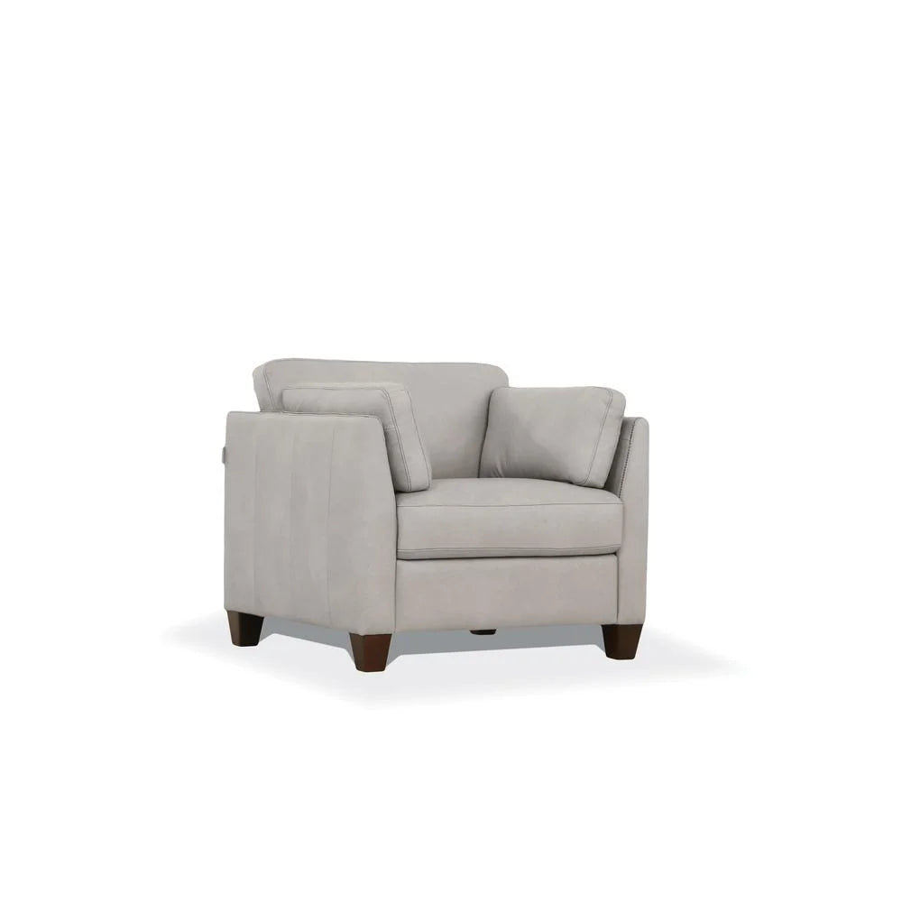 Leather Accent Chair in Dusty White Q13325