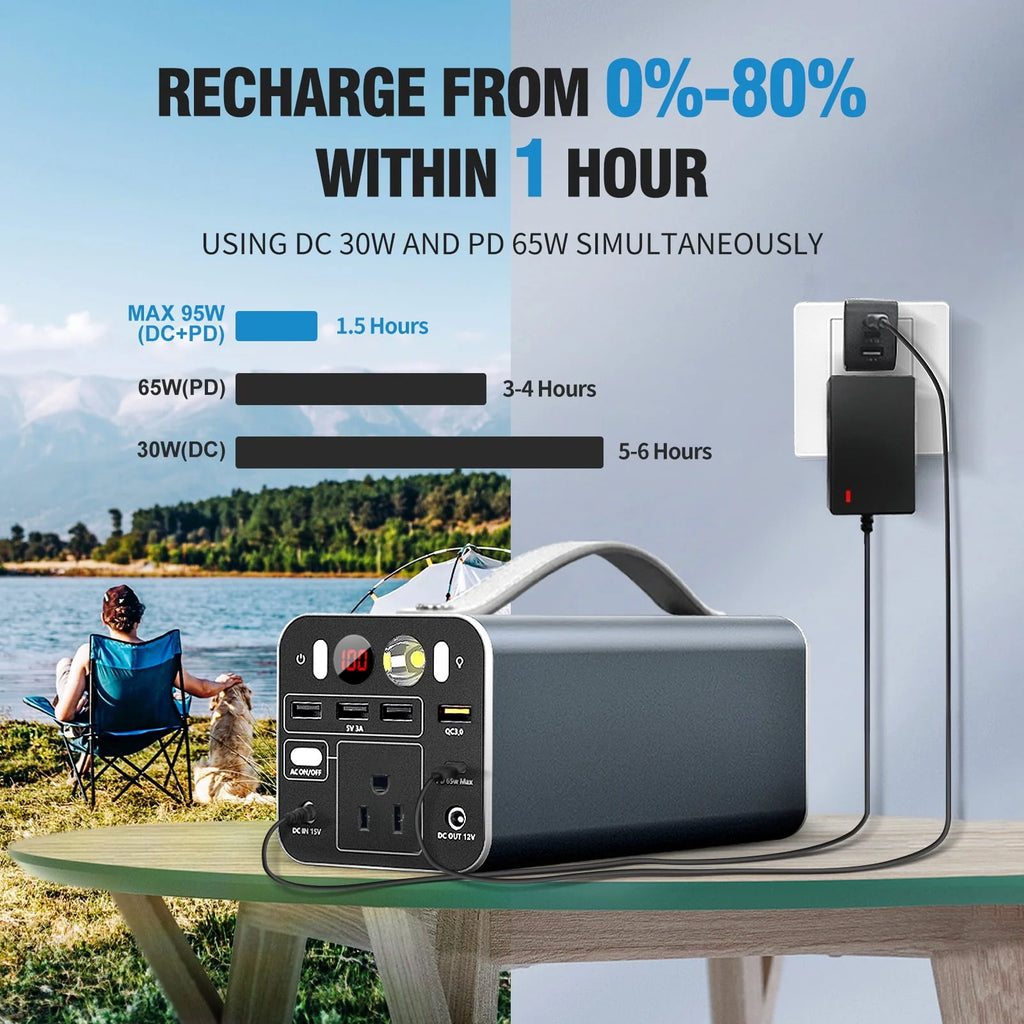 Portable Power Station 300W 300Wh Solar Generator with AC Outlet O143620