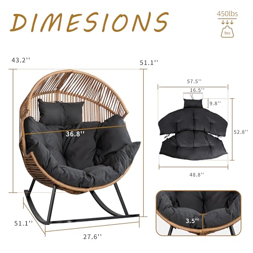 Oversized Wicker Egg Chair with Cushion V8777