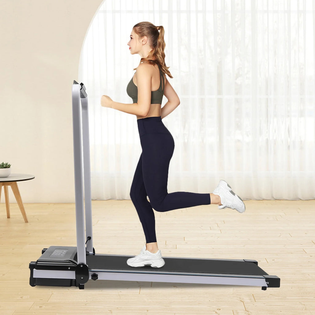 Folding Treadmill, 500W 2.0HP Under Desk Electric Treadmill with Remote & Handrail, Black J1804