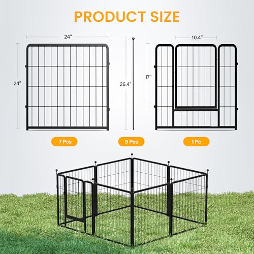 32 Inch 8 Panels Black Dog Playpen O560
