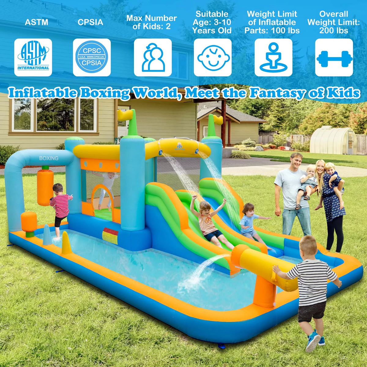 Inflatable Water Slide Bounce House Splash Pool Y402