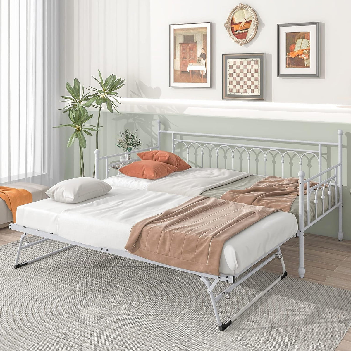 Twin Metal Daybed with Pop Up Trundle W737163