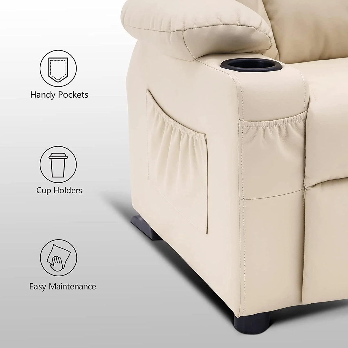 Faux Leather Recliner Chair with Cup Holders I573