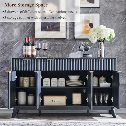 60" Buffet Sideboard Cabinet with 4 Doors and 3 Drawers M161