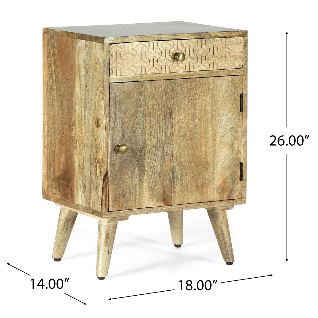Handcrafted Mango Wood Nightstand with Storage C41624