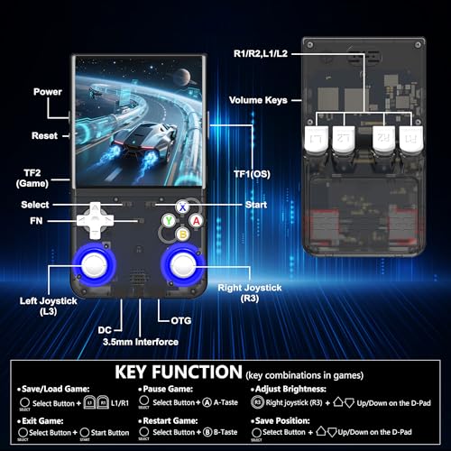 Black Handheld Retro Game Console with 4.0-Inch IPS Screen and 64GB TF Card S9878