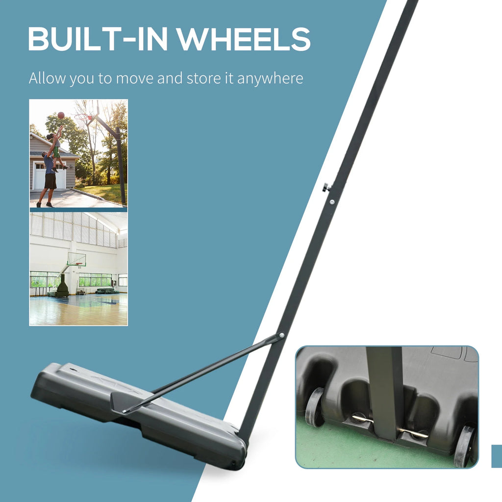 Portable Basketball Hoop Stand with 34 In. Backboard, Wheels, Height Adjustable 8 Ft. to 10 Ft. J4276