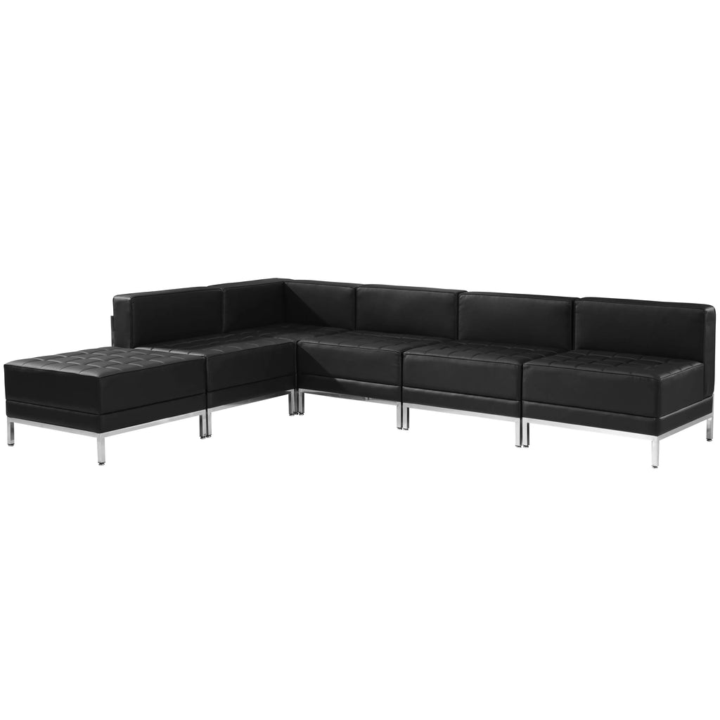 Black LeatherSoft 6 Pieces Sectional U366