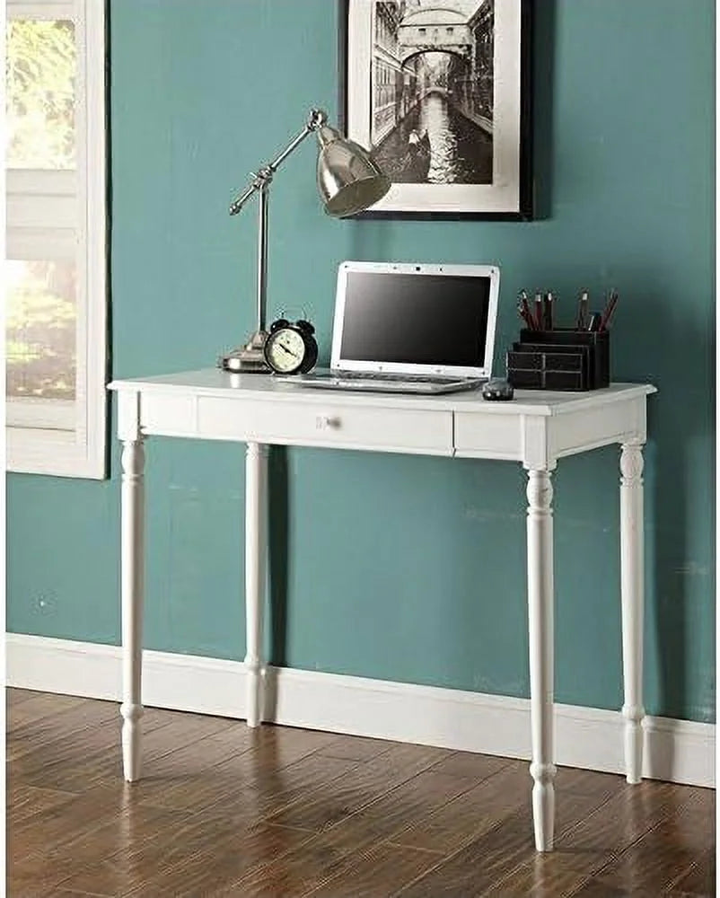 White Wood Home Office Desk With Drawer P491008