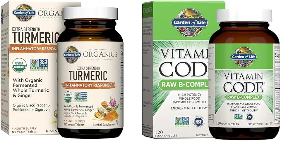 120 Turmeric Tablets & Vitamin B Complex Vegan Capsules Y971047