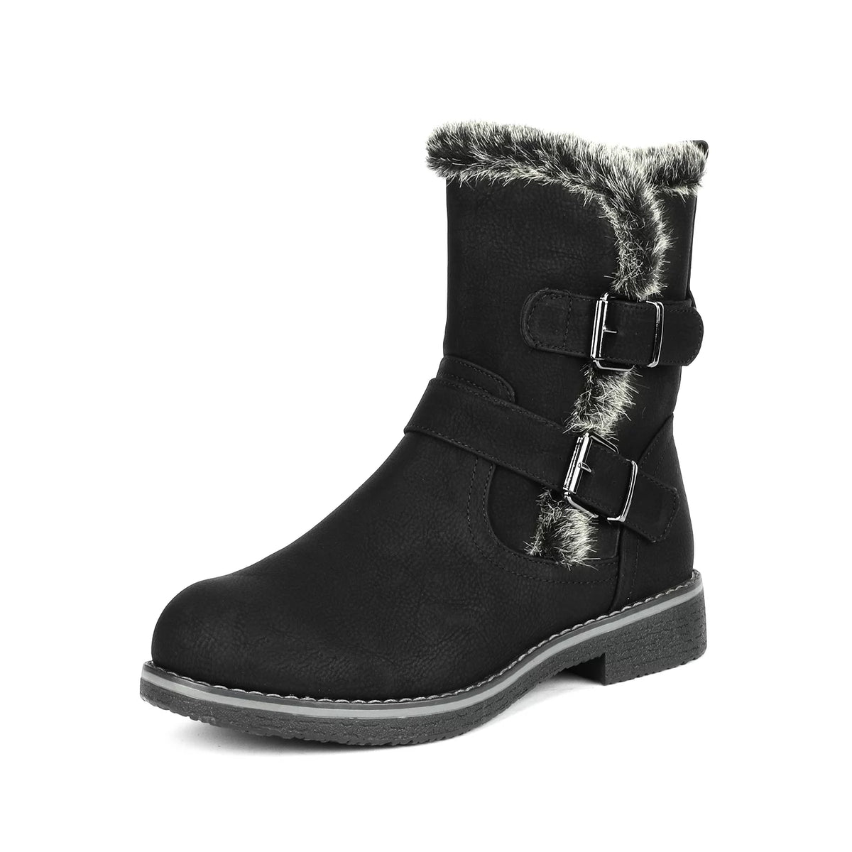 Black Mid Calf Winter Snow Boots X979763