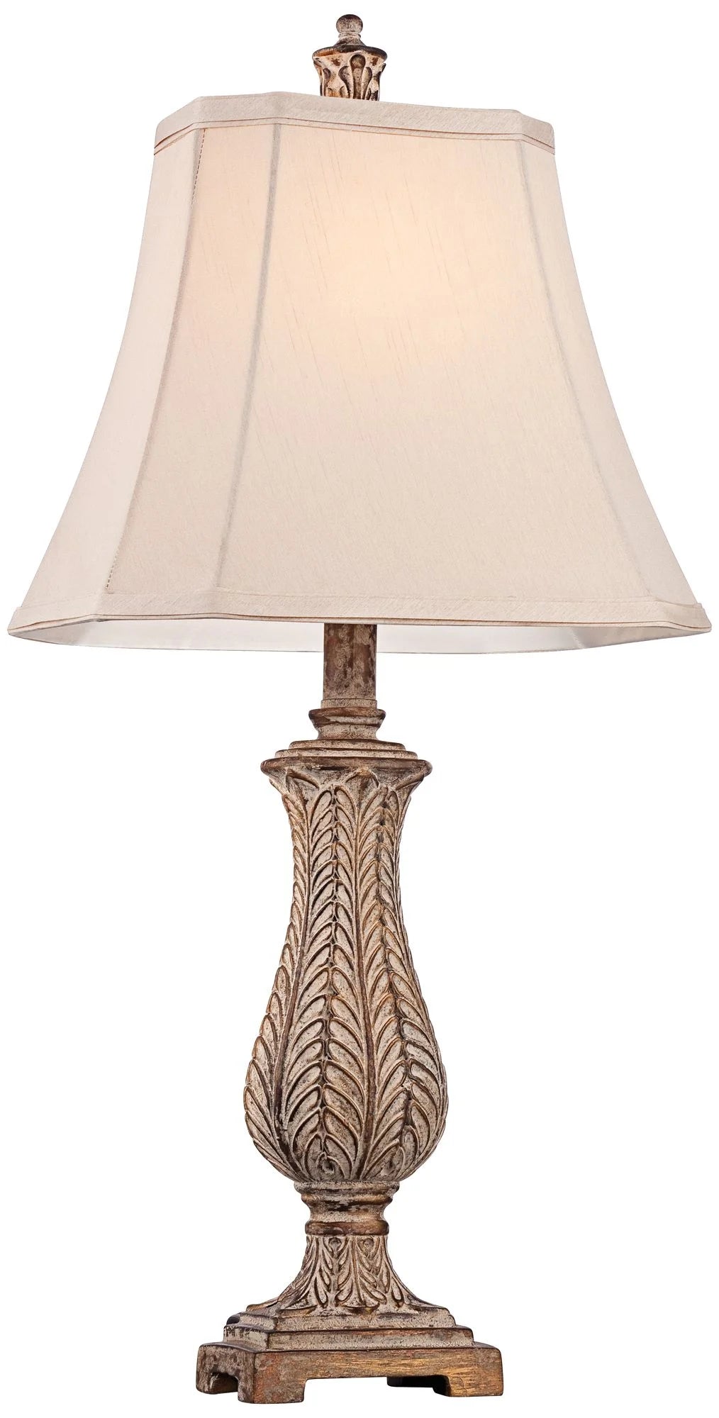 Antique Gold Table Lamp with Off White Rectangular Shade W675