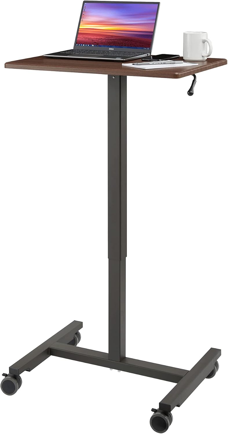 Black Mobile Rolling Height Adjustable Laptop Workstation Desk W45358