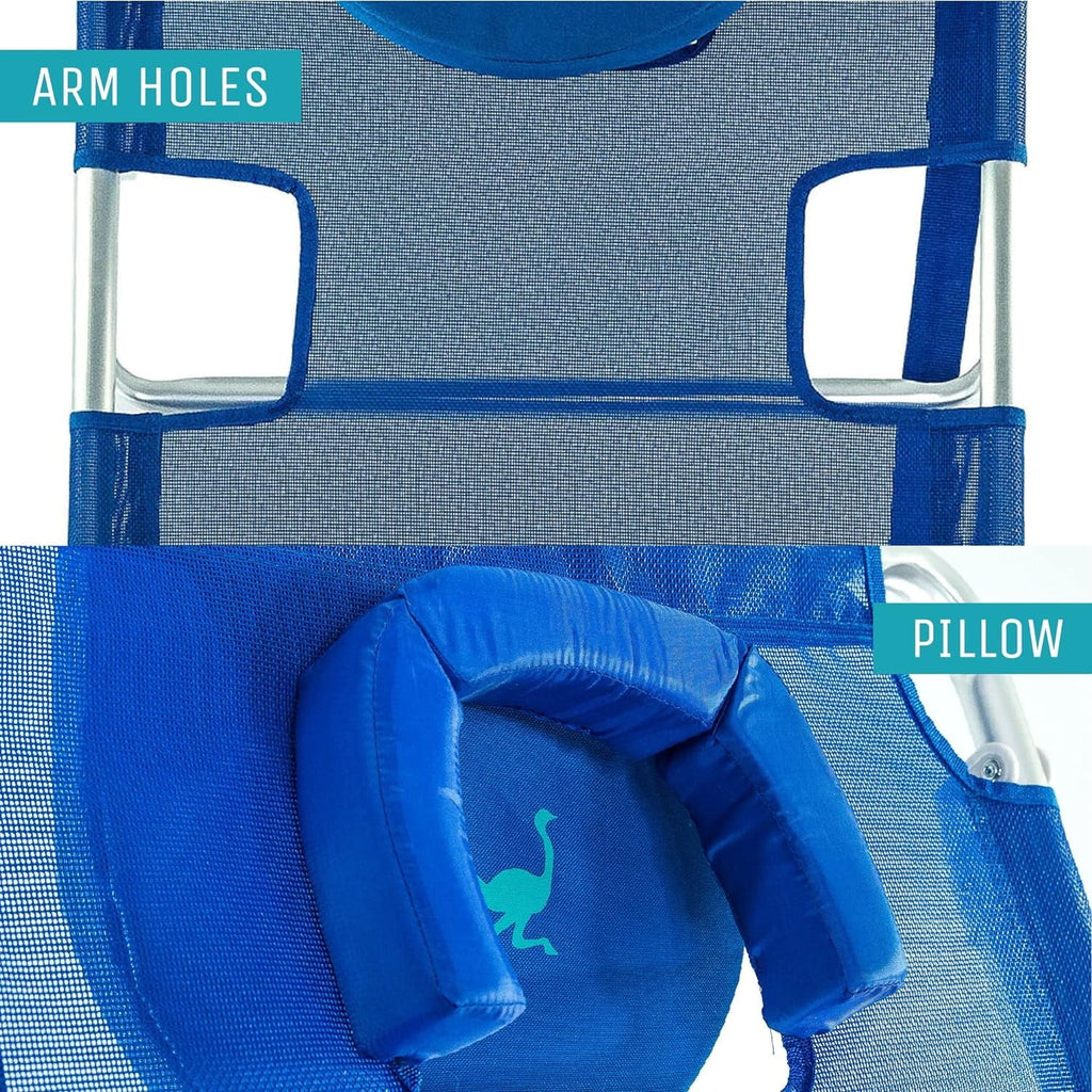 Blue Lightweight Outdoor Beach Lounge Chair with Footrest D205