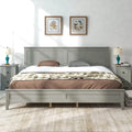King Size Wood Platform Bed Frame with Headboard and Slat Support, Grey W2152