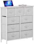 Light Gray 9 Drawer Dresser Storage Chest R9497