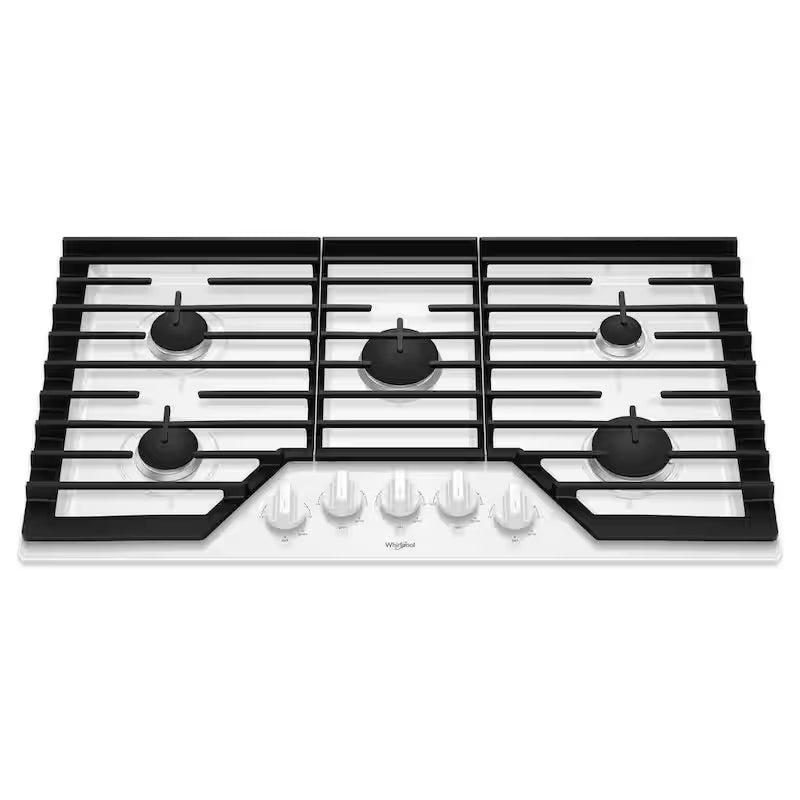 White 36 in. 5 Burner Gas Cooktop with Cast-Iron Grates T36101