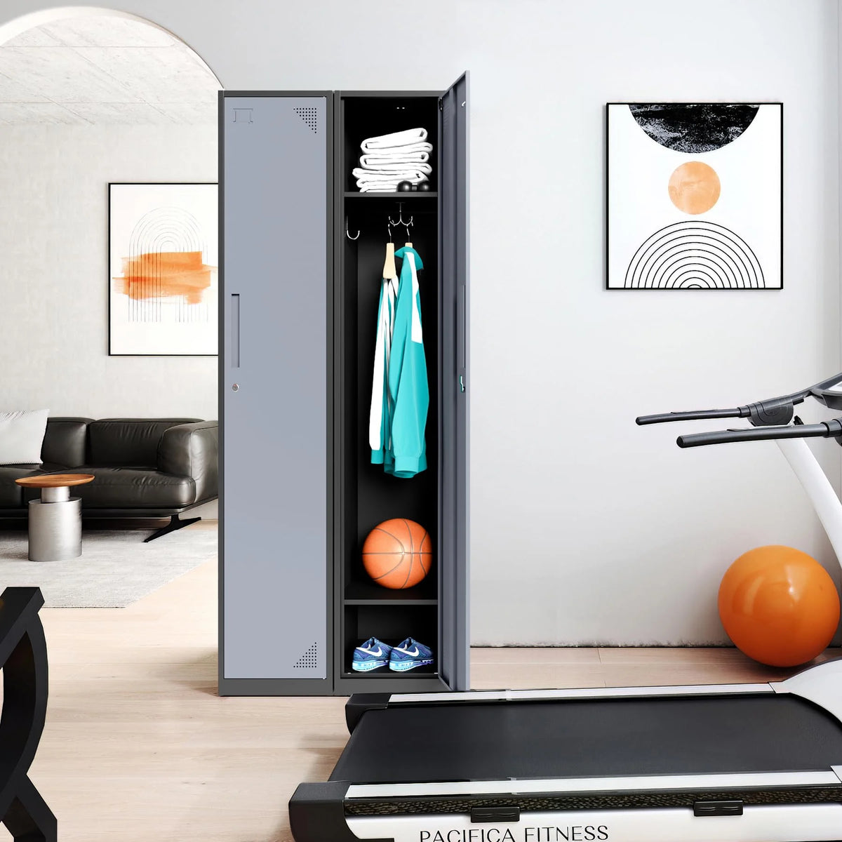 71" Gray Steel Storage Cabinet with Door E942