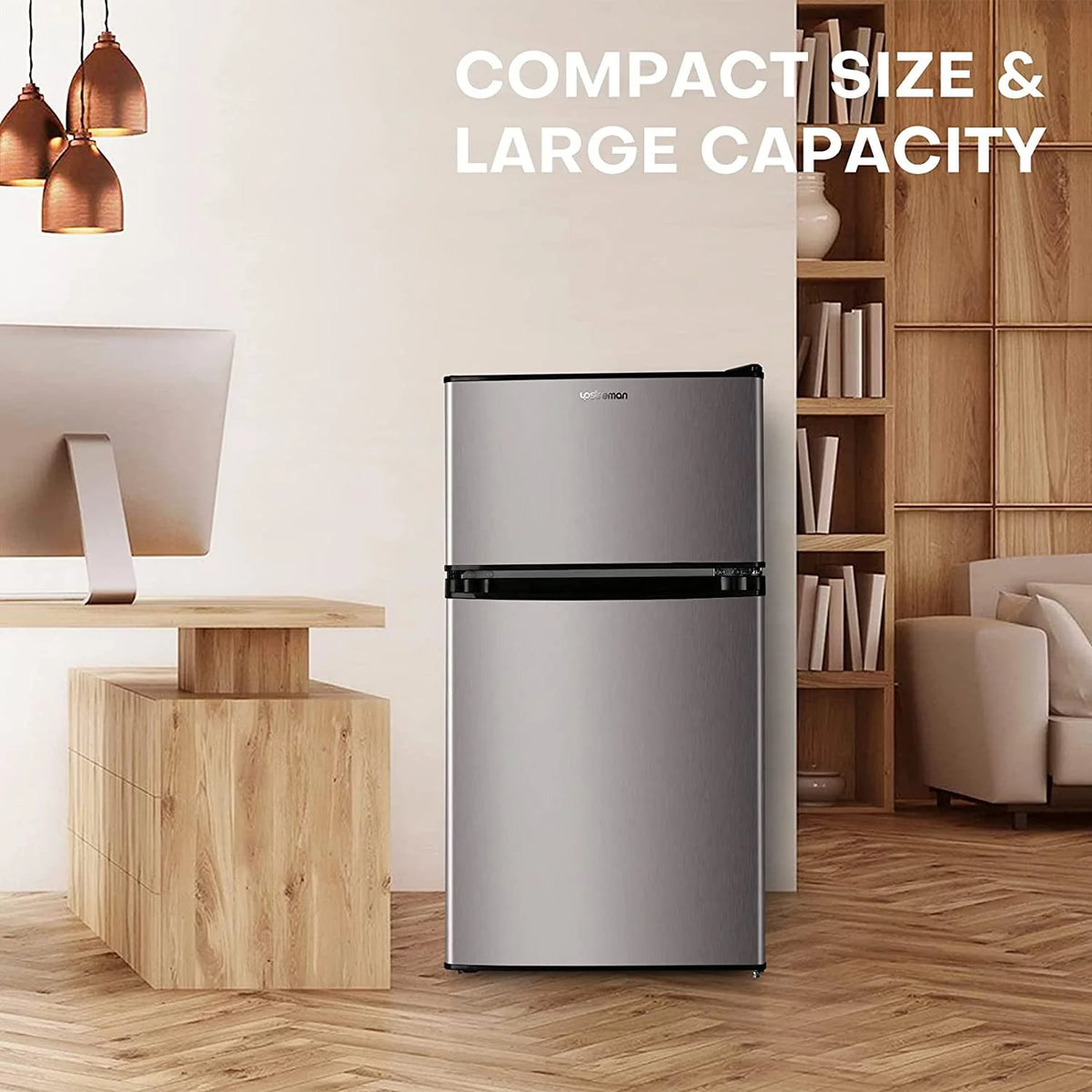 3.2 Cu.ft Double Door Mini Fridge with Freezer V431