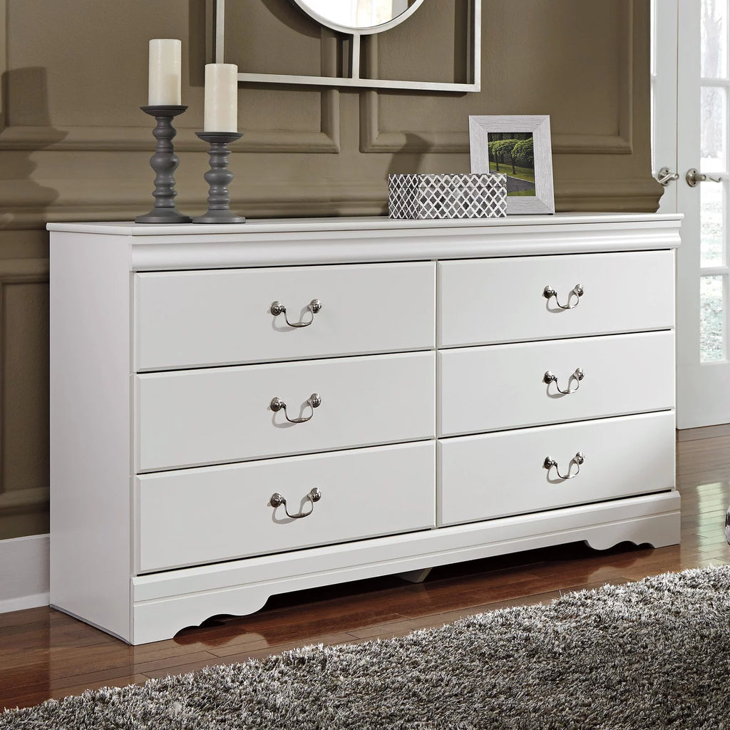 White 6 Drawer Double Dresser A779