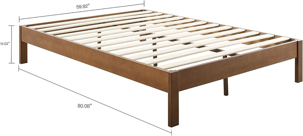Queen Antique Espresso Wood Platform Bed Frame H3193