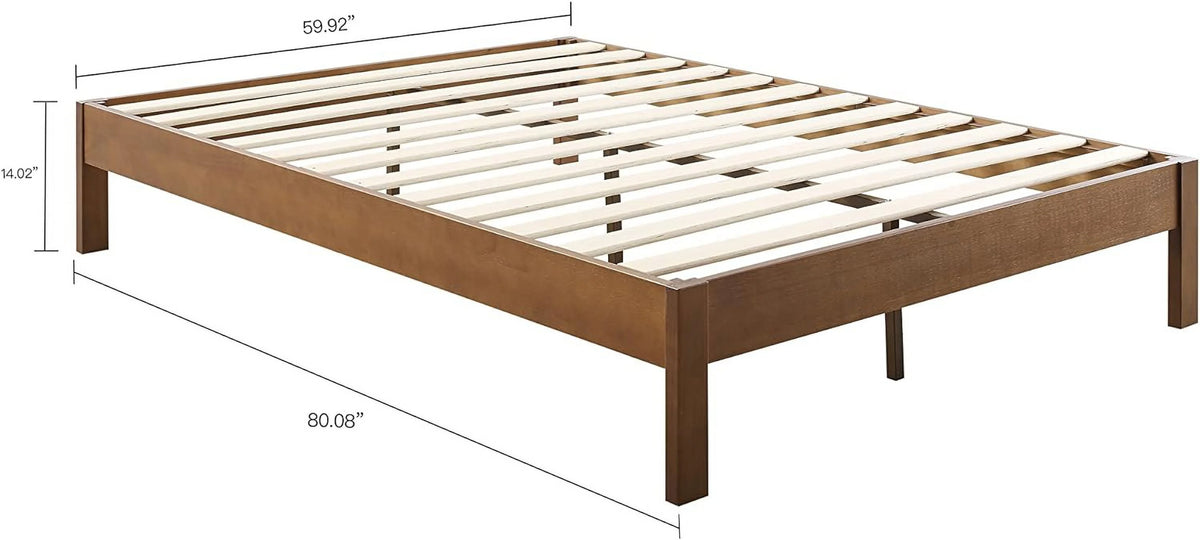 Queen Antique Espresso Wood Platform Bed Frame H3193