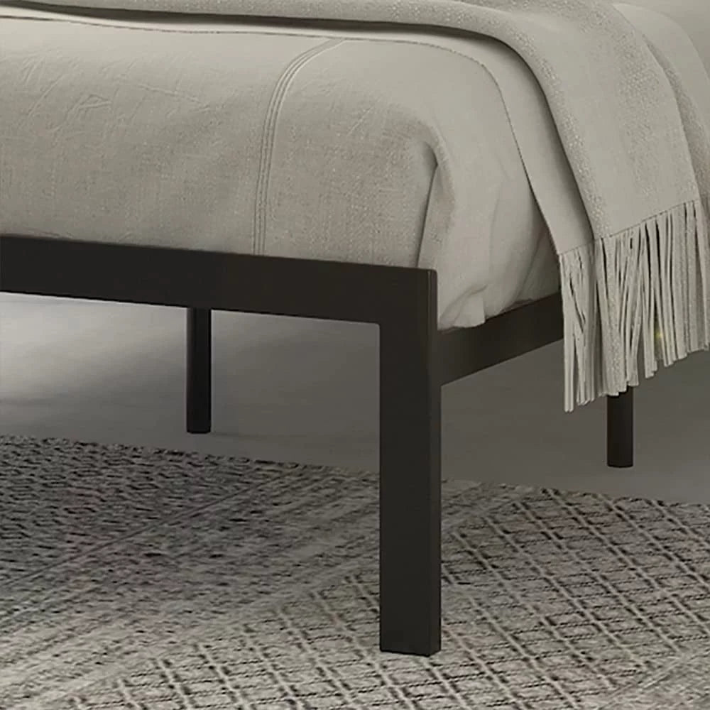 Twin Rustic Style Metal Platform Bed with Headboard and Metal Slats, Brown D57548