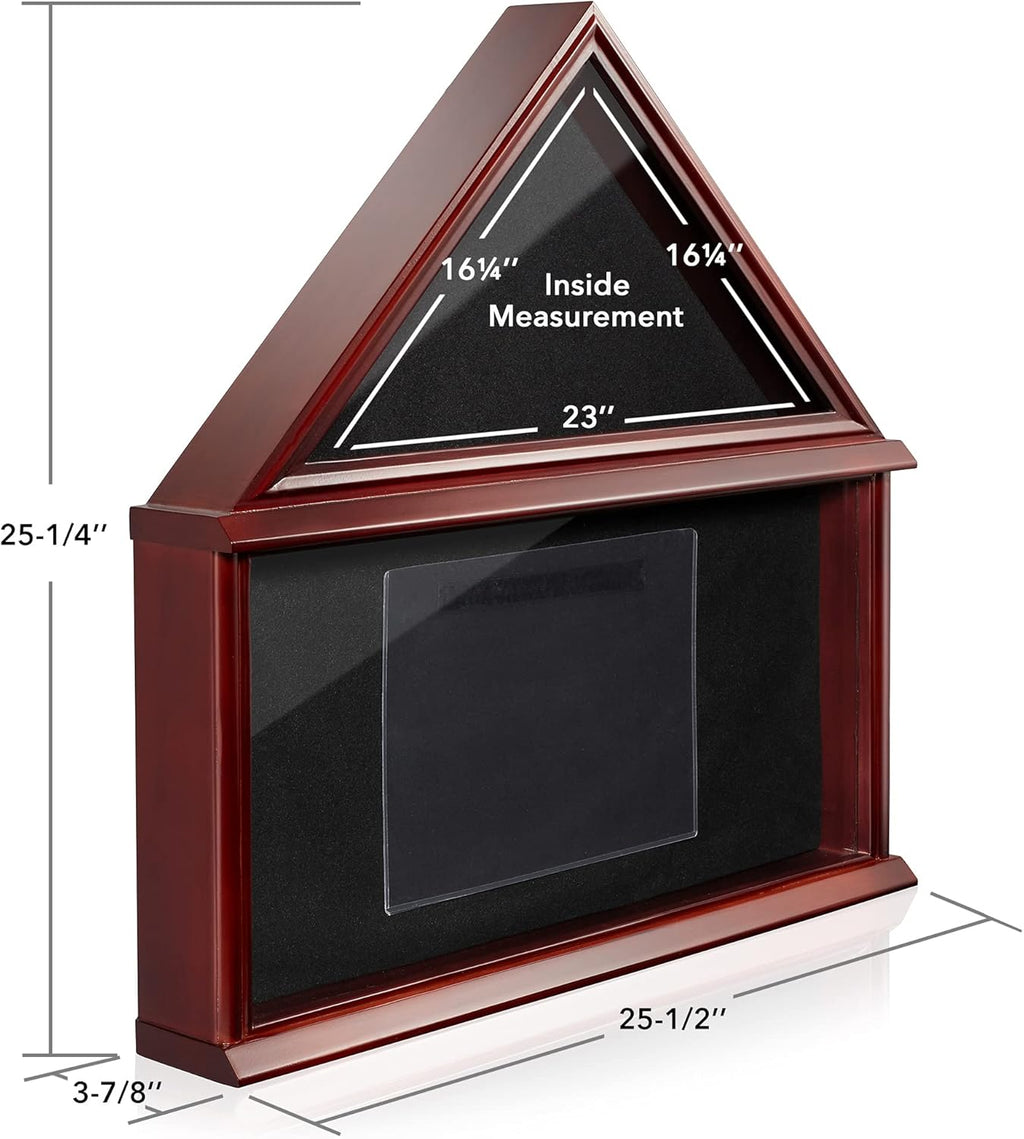 Large Solid Wood Mahogany Finish Flag Display Case R799