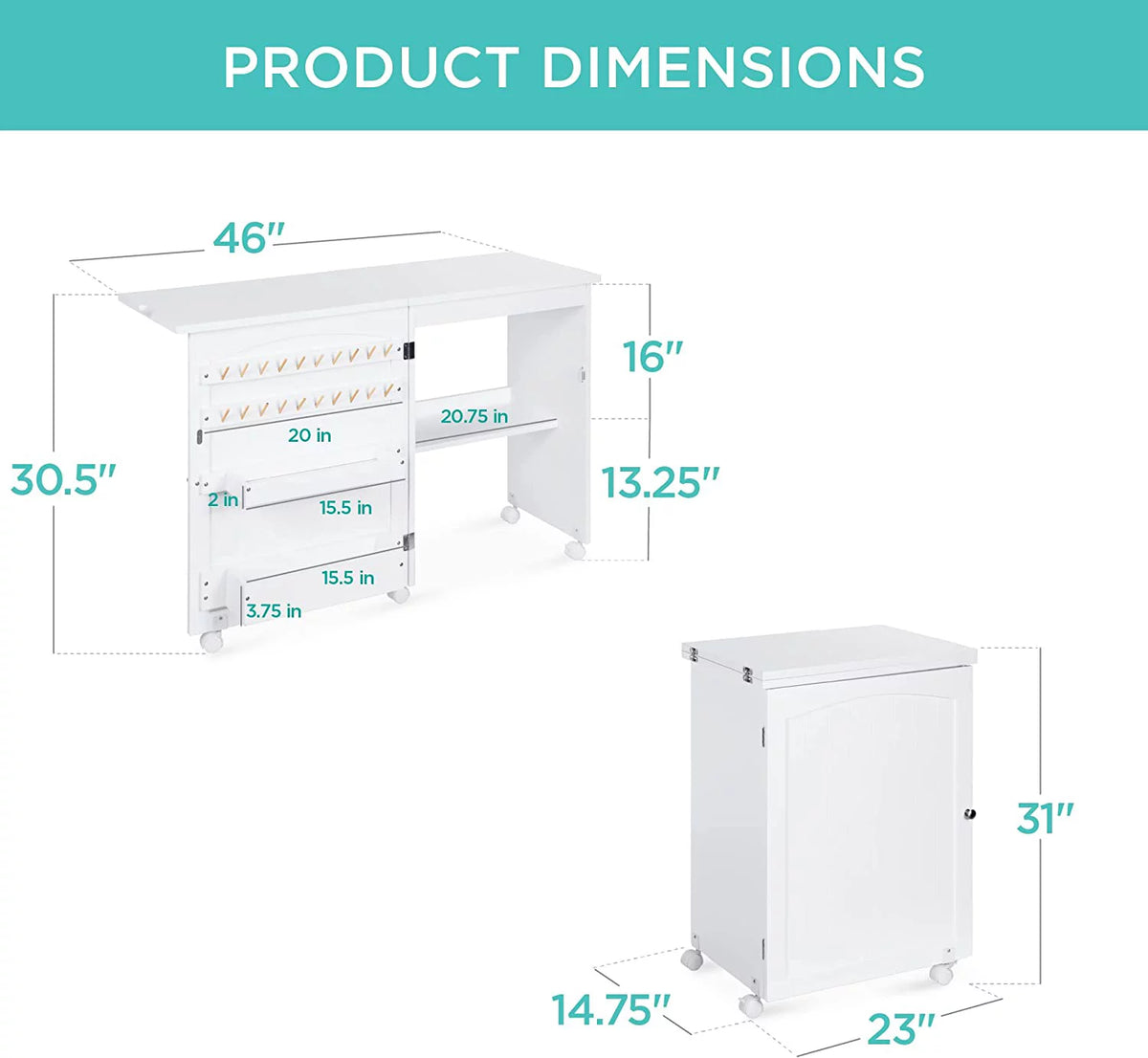 Folding Sewing Table White J99484