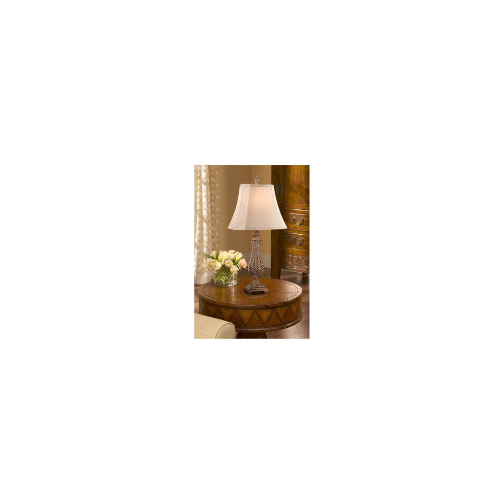 Antique Gold Table Lamp with Off White Rectangular Shade W675